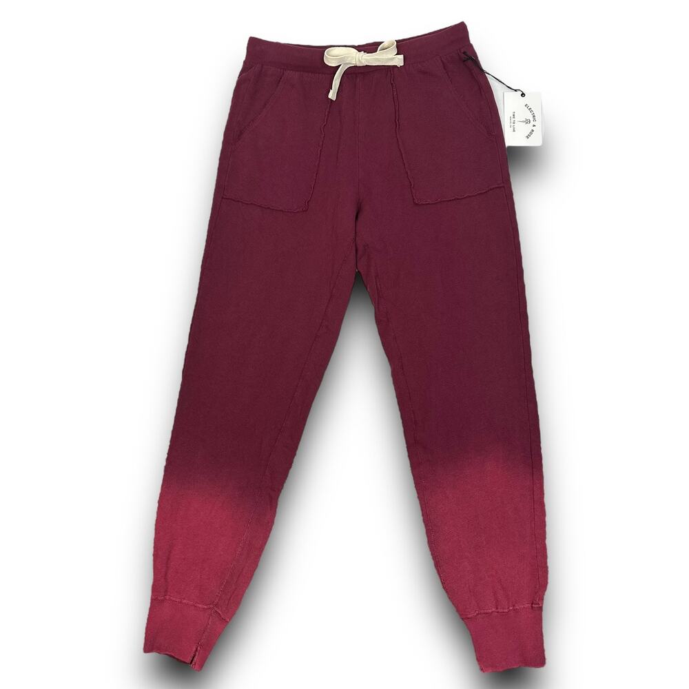 NEW Electric & Rose Feliz Cotton French Terry Jogger Relaxed Fit Maroon Small